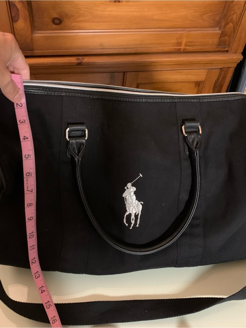 Polo by Ralph Lauren Black Canvas Duffel with White Pony Logo - Picture 2 of 7